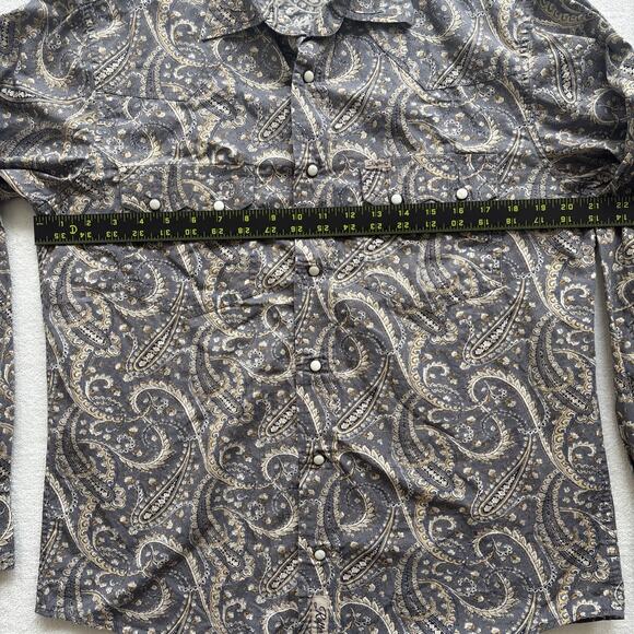Rafter C Cowboy Collection Men Small Shirt Long Sleeve Paisley Pearl Snap Gray - Picture 14 of 15